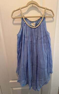 Sand & Spirit Blue Sleeveless Braided Neckline Swing Dress